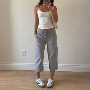 Vintage Lee Grey Cargo Capri Pants Women 4 Utility Gorpcore Streetwear Skater